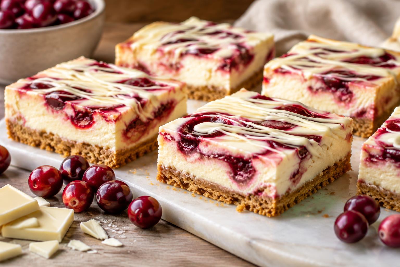 Cranberry White Choco Cheesecake Bars