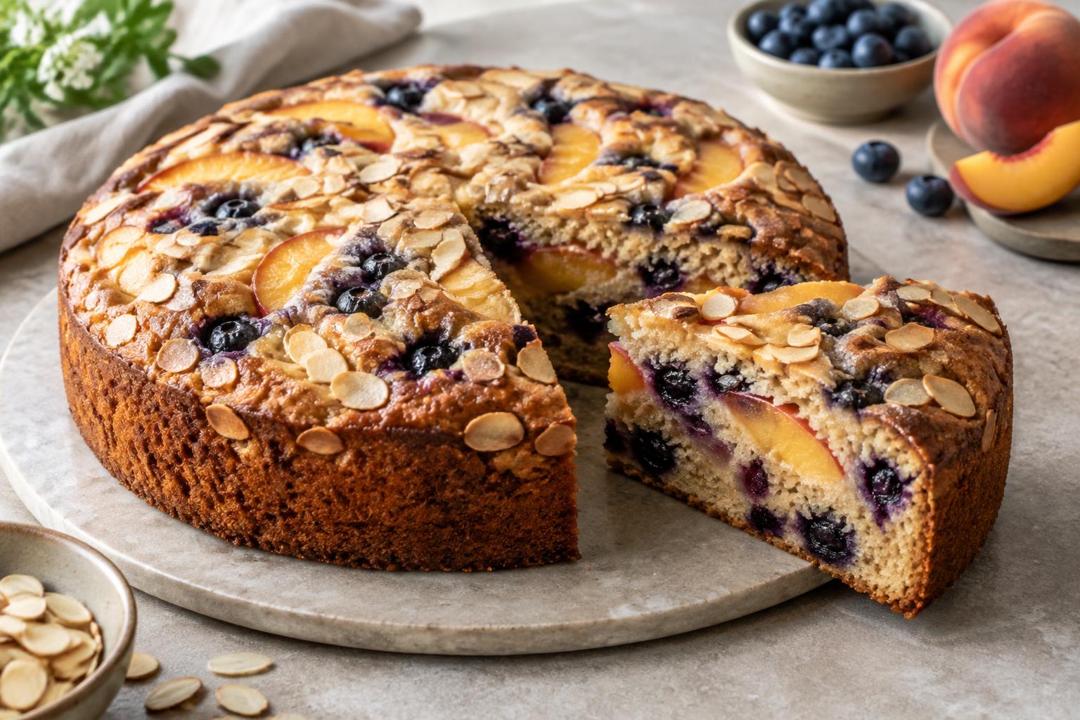Flourless Blueberry Peach Cake