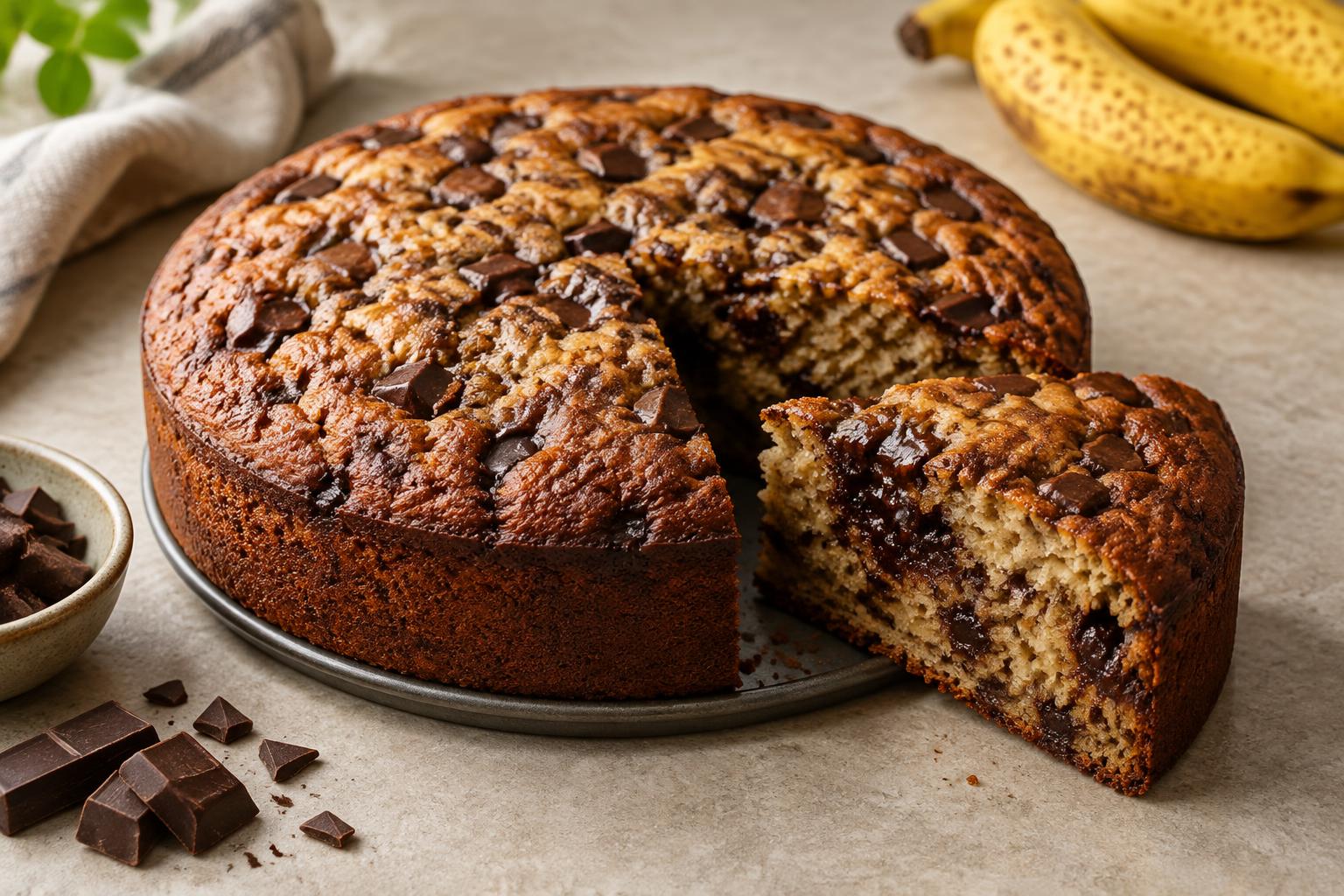 Fudgy Chocolate Chunk Banana Cake