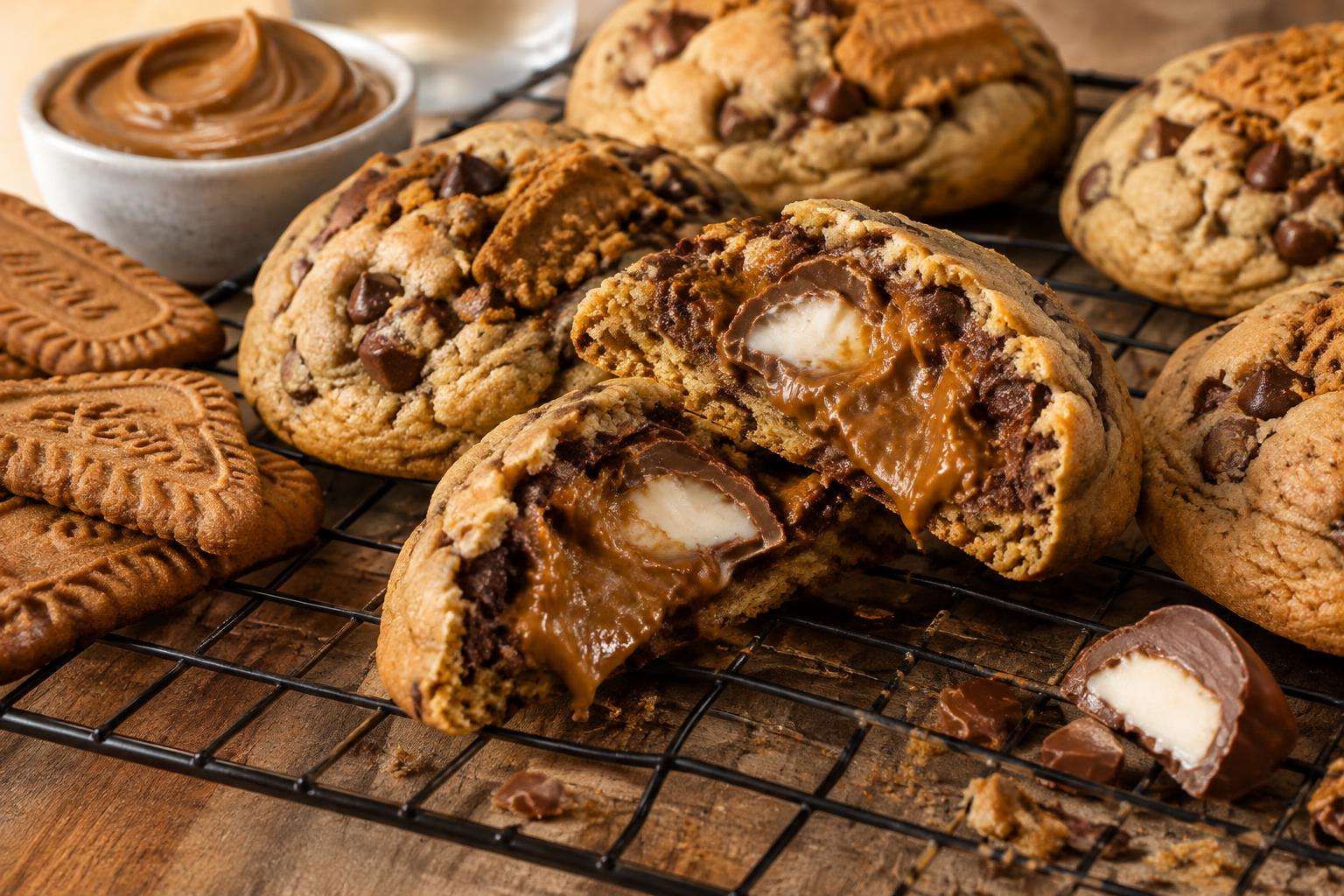 Kinder Biscoff Lava Cookies