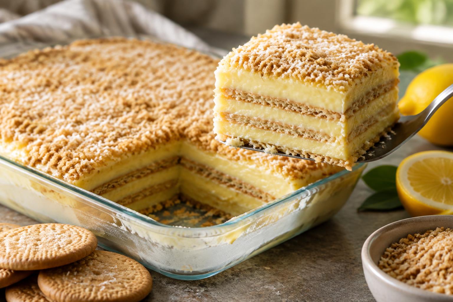 Lemon Velvet Icebox Slice