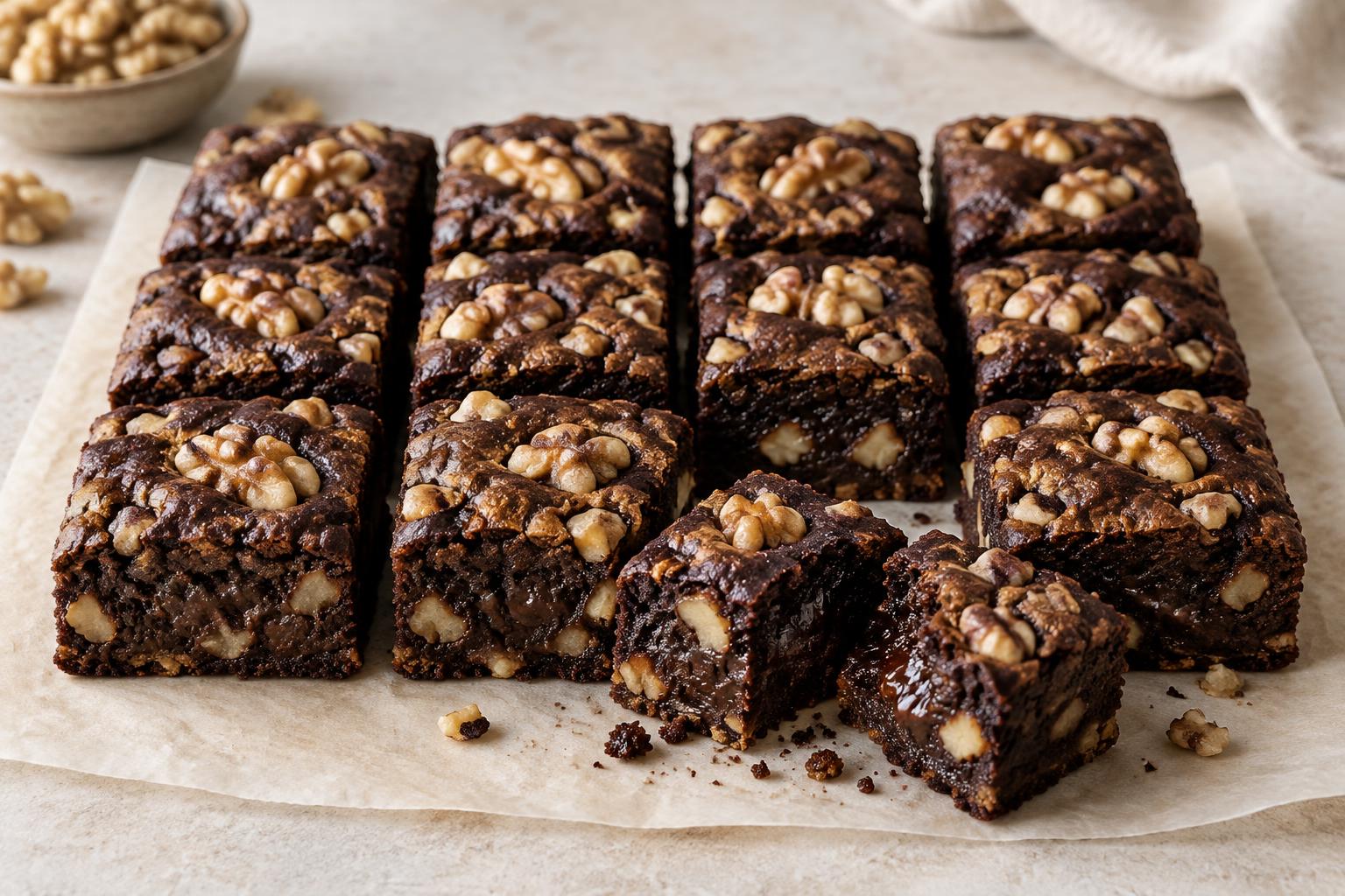 Midnight Walnut Fudge Squares