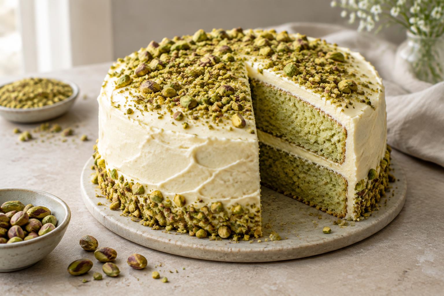 Pistachio Cake with Cream Cheese Frosting